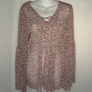 TORRID pink floral sheer blouse, plus sz 1